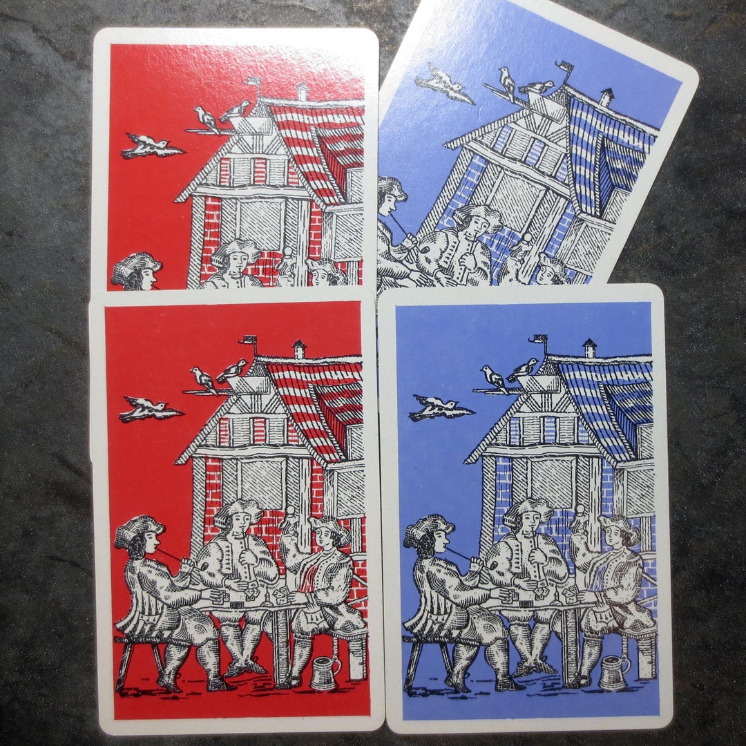 4 Medieval Renaissance Scene Vintage Playing Cards, 2 Red, 2 Purple - Etsy