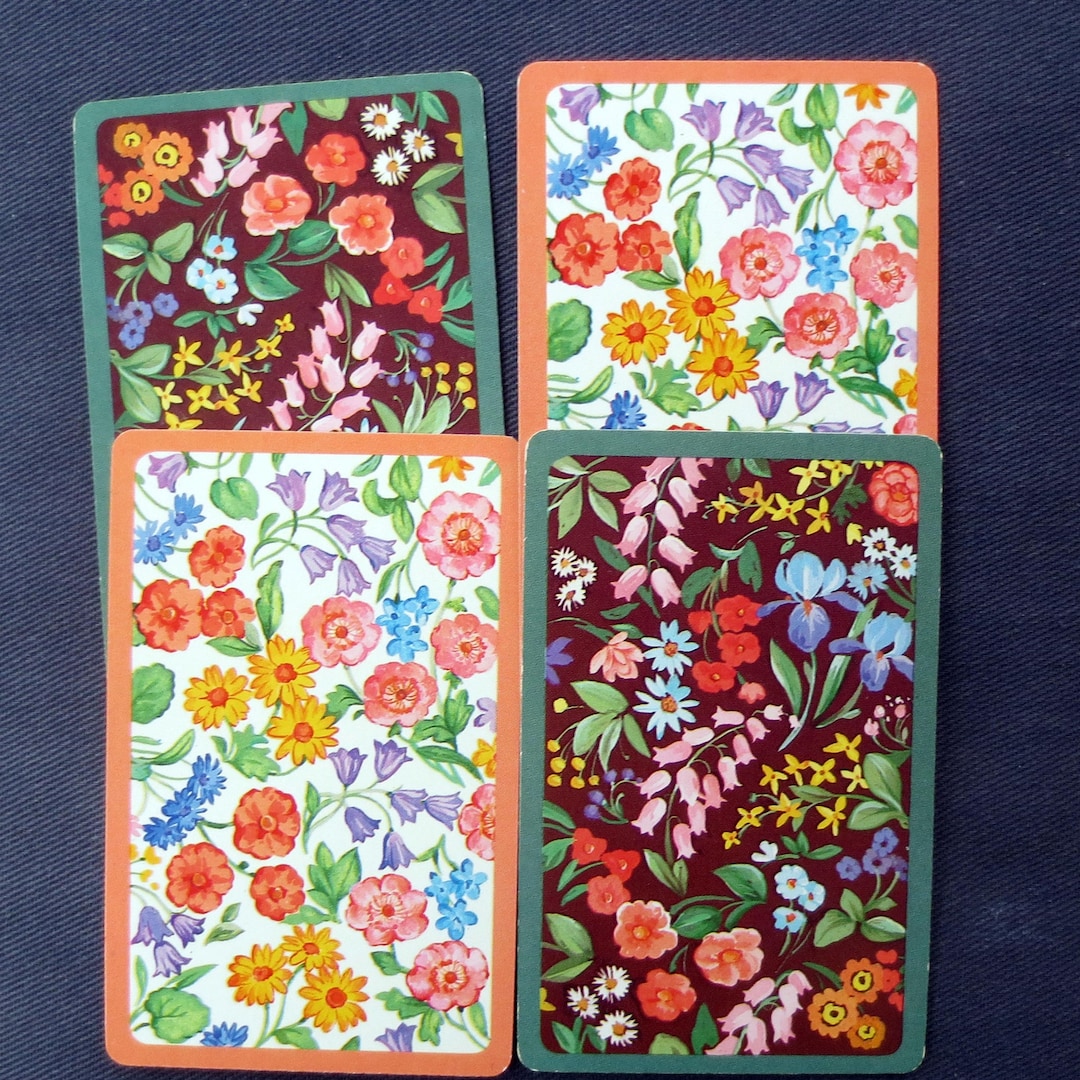 4 Flower Garden Vintage Playing Cards, Hallmark - 2 of Each - Etsy