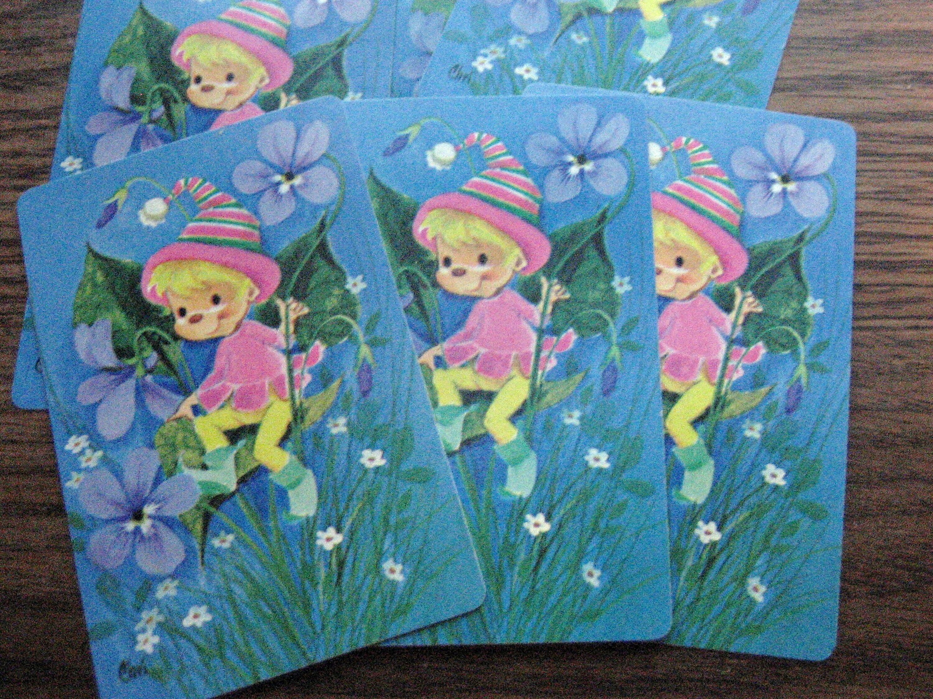 4 naipes vintage de duendes de hadas