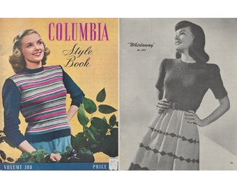 Vintage boekje met breipatronen uit de jaren 40 | 1946 Columbia Style Book Vol 108 | Breipatronen uit de jaren 40 | truien pullovers jacks blouses | Pdf