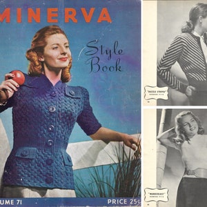 Vintage 1940s Knitting Pattern Booklet | 1946 Minerva Style Book Vol 71 | 40s knitting patterns | sweaters pullovers dresses blouses | PDF