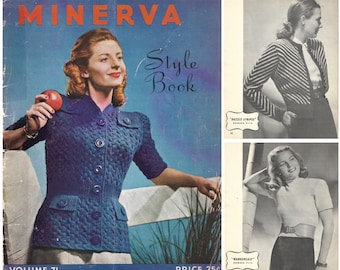 Folleto de patrones de tejido vintage de los años 40 / Libro de estilo Minerva de 1946, vol. 71 / Patrones de tejido de los años 40 / Suéteres, jerseys, vestidos, blusas / PDF