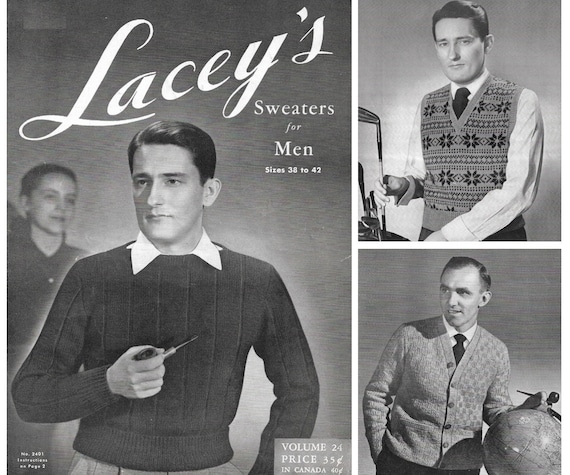 Vintage 1930s Men s Knitting Pattern Booklet 1930s Lacey s Sweaters for Men Vol. 24 30s Sweaters Cardigans Pullovers PDF Etsy