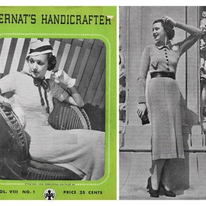 Vintage 1930s Knitting Pattern Booklet | 1937 Bernat's Handicrafter Vol. 8 No. 1| 30s art deco knit dresses suits coats sets sweaters  | PDF
