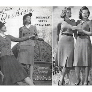 Vintage 1940s Knitting Pattern Booklet | 1941 Patons & Baldwins Handknits by Beehive Book 119 | dresses suits sweaters | 40s 30s knits | PDF