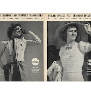 Vintage 1930s Knitting Pattern Booklet | 1939 Polar Yarns Spring and Summer Handknits | 30s 40s blouse jacket sweater cardigan dress | PDF