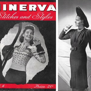 Vintage 1940s Knitting Pattern Booklet | 1940 Minerva Stitches and Styles Vol. 6 | 40s knitting patterns | dresses blouses sweaters | PDF