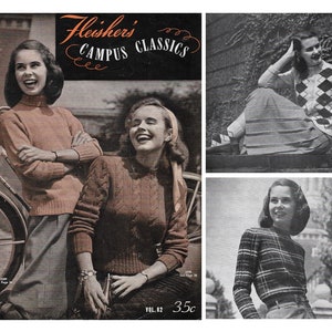 May include: A magazine cover featuring the text "Fleisher's Campus Classics" with three women wearing jumpers. The magazine is priced at 35 pence.