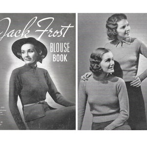 Mönsterhäfte med stickning från 1930-talet | Jack Frost-blusbok från 1937, volym 25 | tröja/kofta-blus | stickningar från 1930-talet, 30-talet och 40-talet | PDF