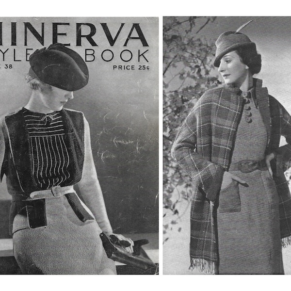 Vintage 1930s Knitting Pattern Booklet | 1934 Minerva Style Book Vol. 38 | 30s art deco dresses suits coats sweaters blouses gowns | PDF