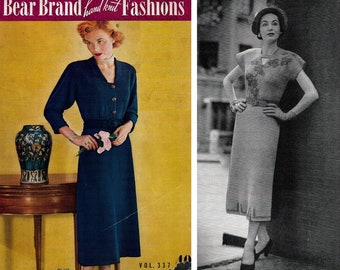 Folleto de patrones de tejido vintage de los años 40 / Bear Brand Hand Knit Fashions Vol. 337, 1948 / Suéteres, vestidos, blusas y chaquetas de punto de los años 40 / PDF
