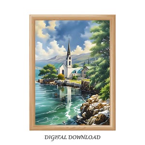 Hallstatt Austria Print, Hallstatt Print, Travel Wall Art, Mountain Landscape, Hallstatt Painting, Austria Landscape,  Austria Art