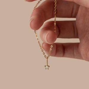 Petite Birthstone Necklace, Dainty 14K Gold Necklace with 12 Months Gemstones, Personalized Birthday Gift, Minimalist Everyday Jewelry
