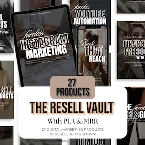 Faceless Digital Marketing Bundle, Resell Rights, Done For You Products, Passive Income, Aesthetic Digital Marketing, MRR Templates, PLR