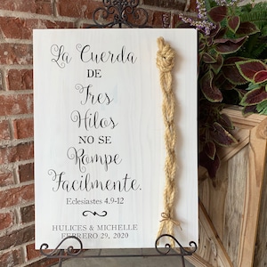 La cuerda de tres hilos no se rompe fácilmente, Eclesiastés 4:12, signo de boda