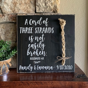 Christian Wedding Gift, A Cord of Three Strands is Not Easily Broken, Personalized Gift for Couple, Anniversary Gift