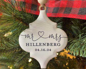 Personalized Mr & Mrs Christmas Ornament: New Home Gift