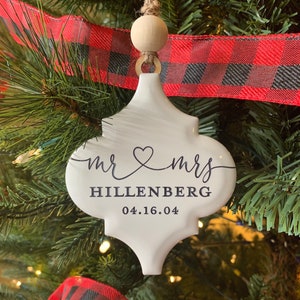 Personalized Christmas Ornament, New Home, First Christmas Married, Mr and Mrs Ornament