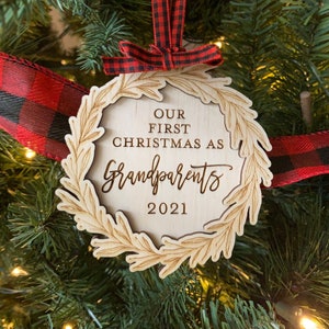 Custom Engraved First Christmas as Grandparents Ornament