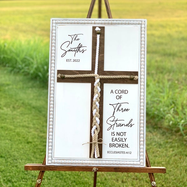 A Cord Of Three Strands, Unity Wedding Sign, Rope Cross Unity Sign, Ecclesiastes 4:12