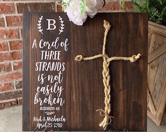 A Cord Of Three Strands Wedding Sign, Ceremony Sign, A Cord of 3 Strands, Ecclesiastes 4:9-12, Wedding Gift, Fall Wedding Decor, Cord Sign