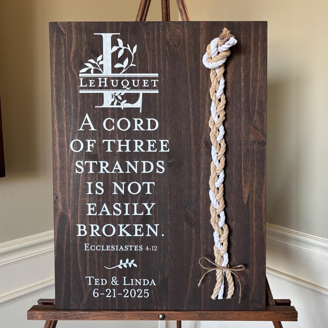 Christian Wedding Gift A Cord Of Three Strands Is Not Easily Broken 