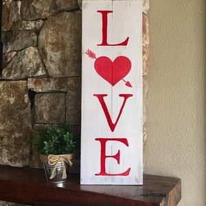 Rustic Wood Love Sign, Rustic Valentines Decor image 10