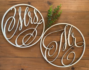 Mr and Mrs Chair Signs, Wedding Reception Chair Signs