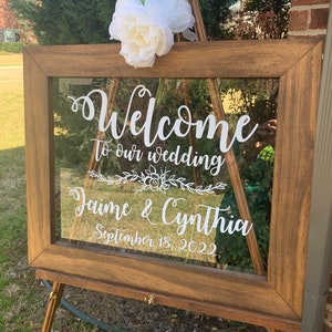 Acrylic Framed Wedding Sign: Rustic Chic Personalized Welcome