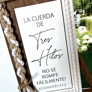 La cuerda de tres hilos no se rompe fácilmente, Eclesiastés 4:12, Unity Wedding Sign, Rope Cross Unity Sign image 8