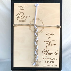 ENGRAVED, A Cord of Three Strands is Not Easily Broken Unity Ceremony Sign, Personalized Gift for Couple, Anniversary Gift