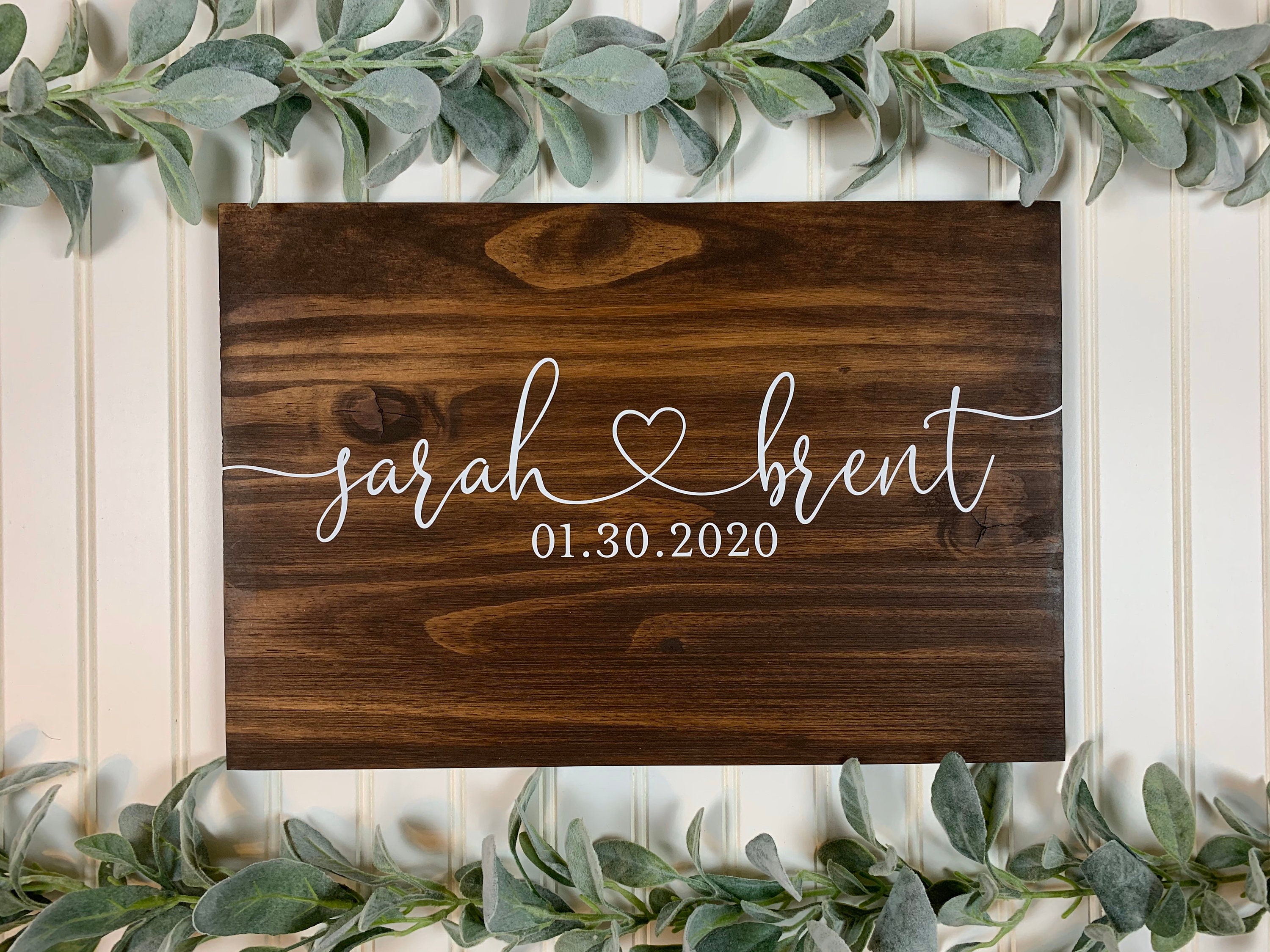 Custom 24 Wood Wedding Guest Book, Early American Stain with White Painted  Letters Guest books by Tiffany Emery