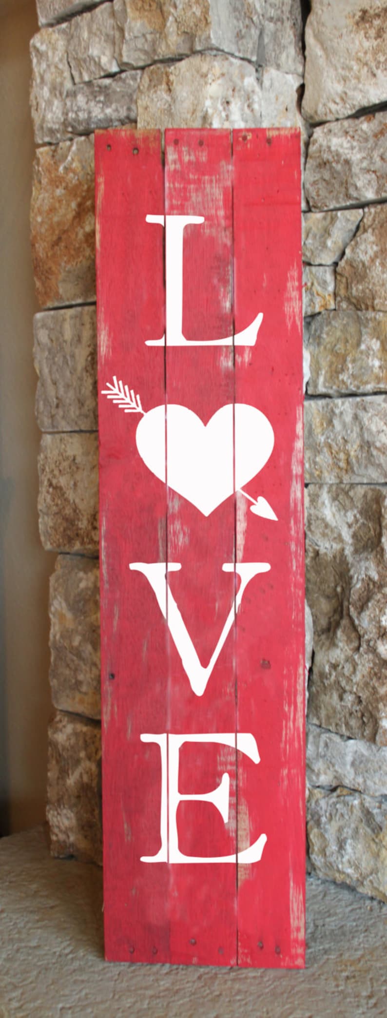 Rustic Wood Love Sign, Rustic Valentines Decor image 2