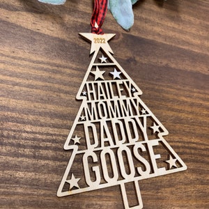 Family Names Tree Ornament, Custom Laser Cut Wood Ornament image 10