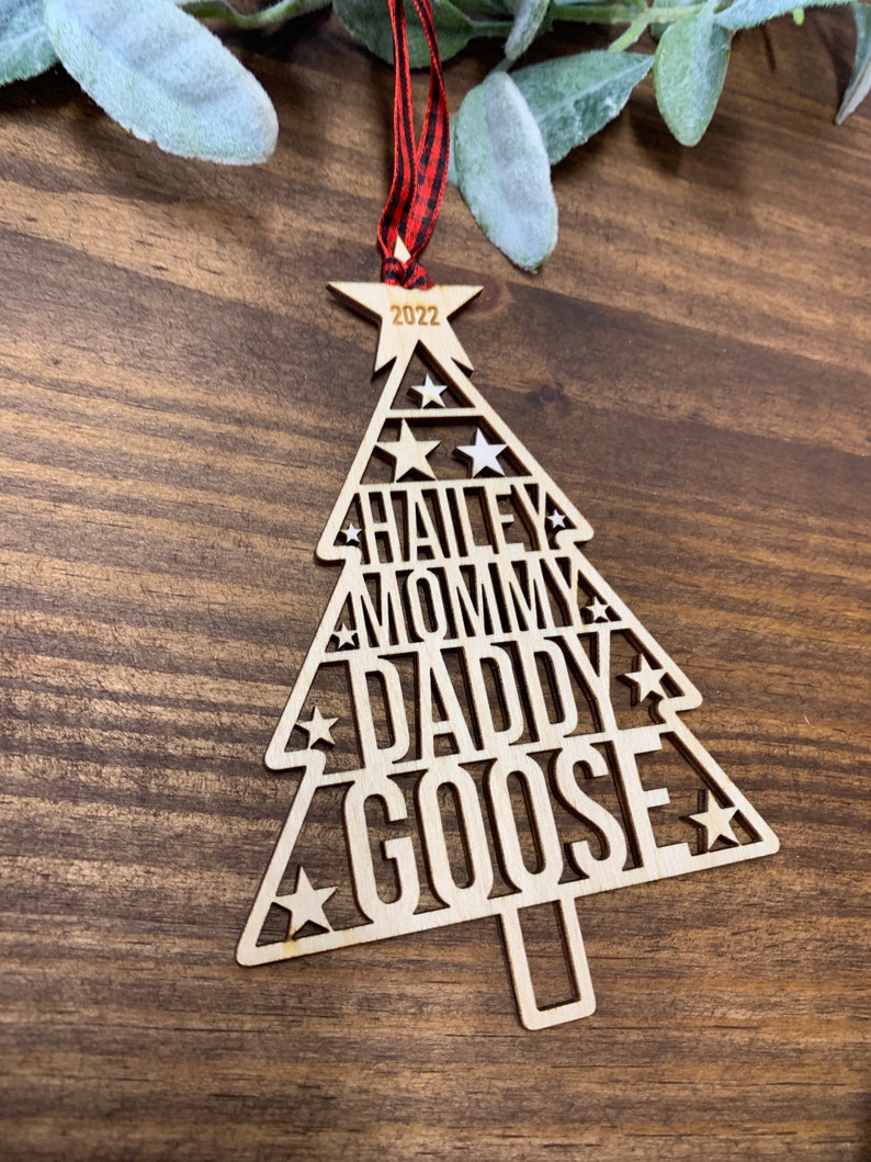 Family Names Tree Ornament, Custom Laser Cut Wood Ornament image 10