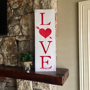 Rustic Wood Love Sign, Rustic Valentines Decor image 7