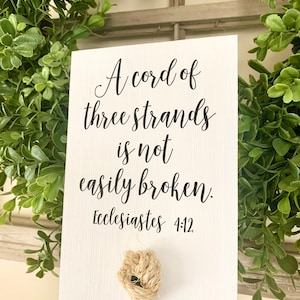 A Cord Of Three Strands Wedding Sign, Unity Ceremony Sign