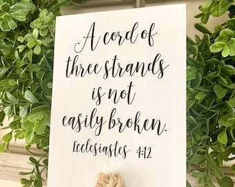 A Cord Of Three Strands Wedding Sign, Unity Ceremony Sign