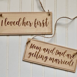 Dog Save the Date Sign, I loved her first/Mom and Dad are getting married, Save the Date Photo Prop