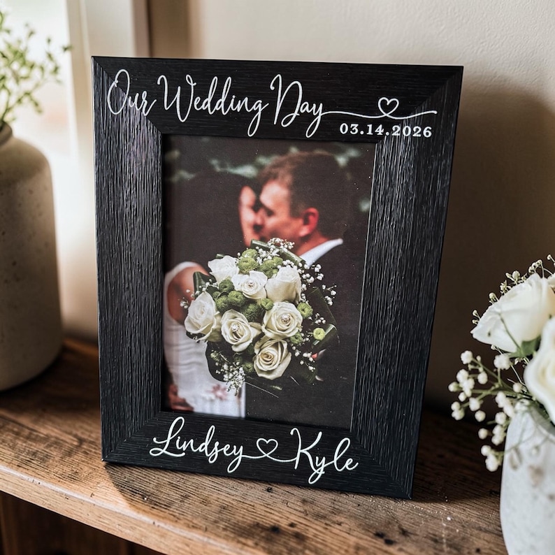 We Adding Date Frame Personalized Wedding Photo Frame | Custom Couple Frame | Anniversary ...