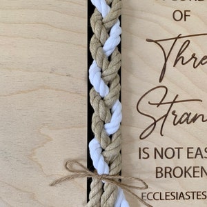 ENGRAVED, A Cord of Three Strands is Not Easily Broken Unity Ceremony Sign, Personalized Gift for Couple, Anniversary Gift image 6