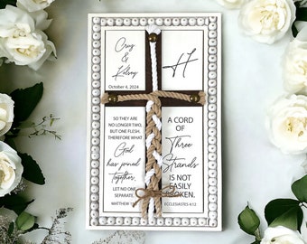 Cord of Three Strands Unity Wedding Sign: Rustic White Beaded Frame