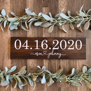 Save the Date Sign: Rustic Wedding Photo Prop, Dark Walnut
