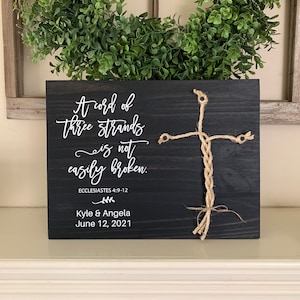 Christian Wedding Gift, A Cord of Three Strands is Not Easily Broken, Personalized Gift for Couple, Anniversary Gift