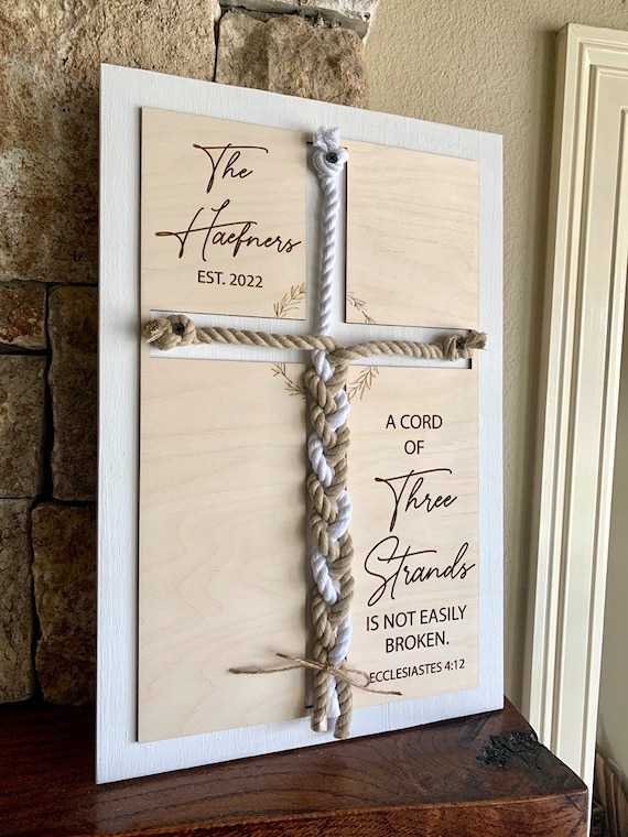 Engraved Cord of Three Strands Sign: Personalized Unity Ceremony Gift