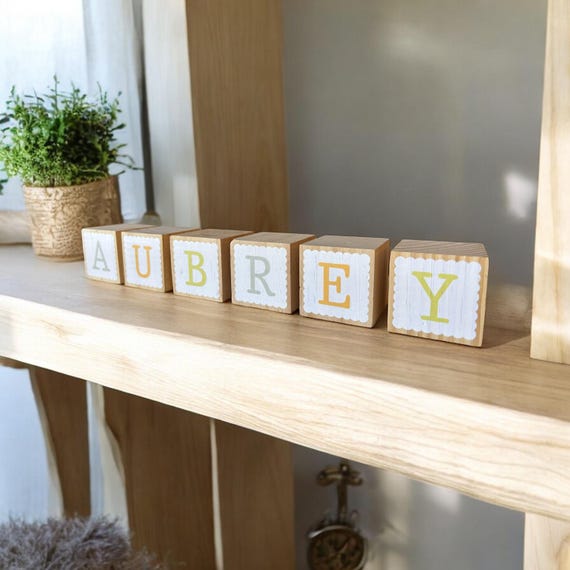 Personalized Baby Name Blocks: UV Printed Wood Nursery Decor