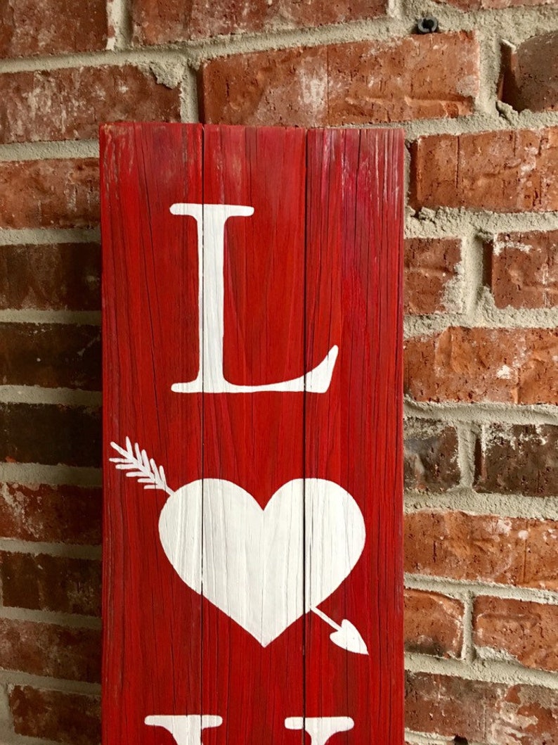 Rustic Wood Love Sign, Rustic Valentines Decor image 8