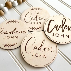 Engraved Wood Baby Name Sign: Newborn Photo Prop