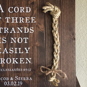 Christian Wedding Gift, A Cord of Three Strands is Not Easily Broken, Personalized Gift for Couple, Anniversary Gift image 5