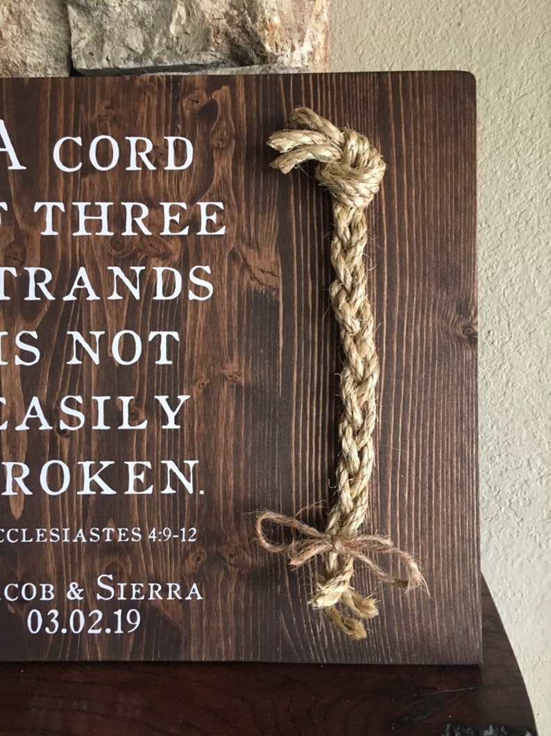 Christian Wedding Gift, A Cord of Three Strands is Not Easily Broken, Personalized Gift for Couple, Anniversary Gift image 5